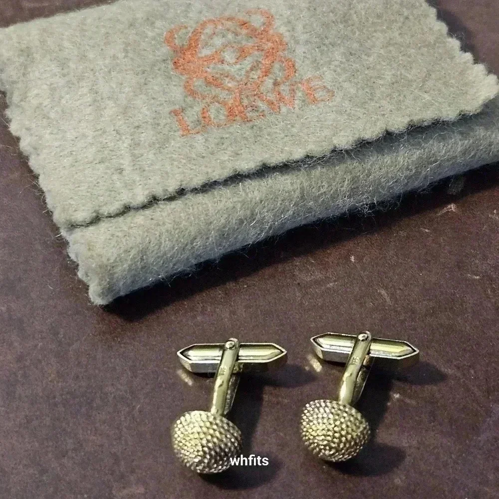 Loewe 835 Stamped Gold Tone Mesh Cufflinks